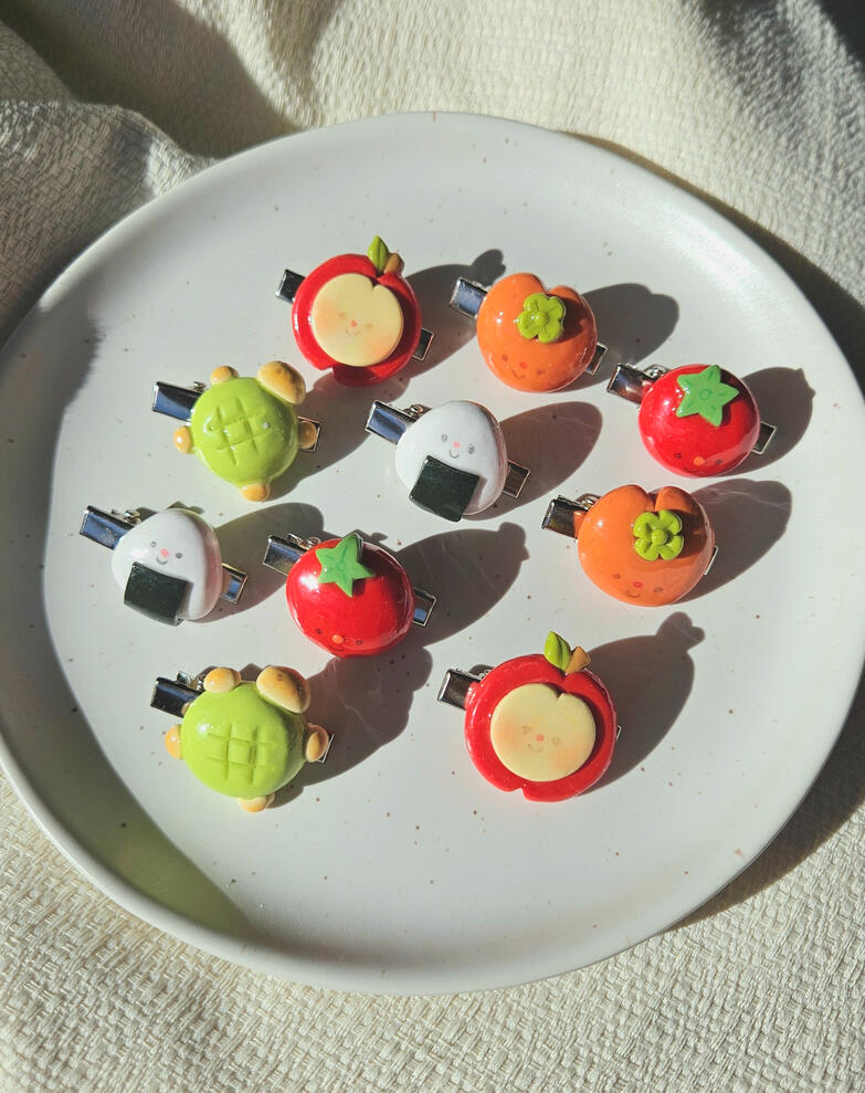 handmade clay hairclips
