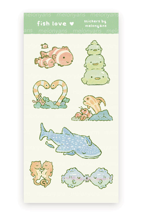 fish love sticker sheet