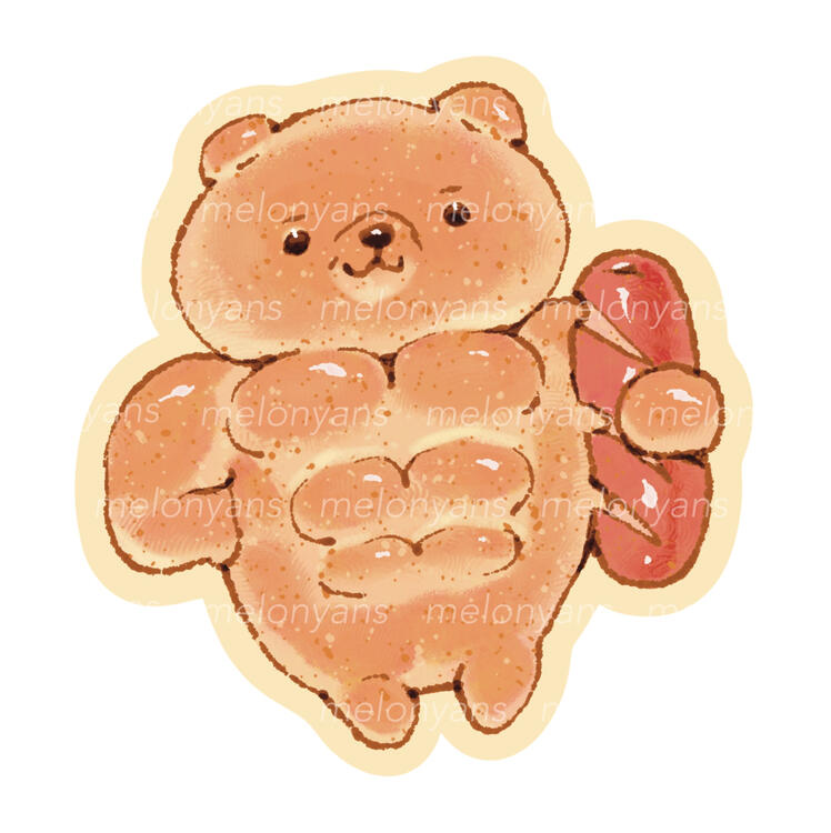 weirdly buff bread bear sticker